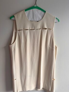 Sleeveless Cream Cutout Front Women’s Top